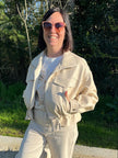 Veste en cuir - Beige