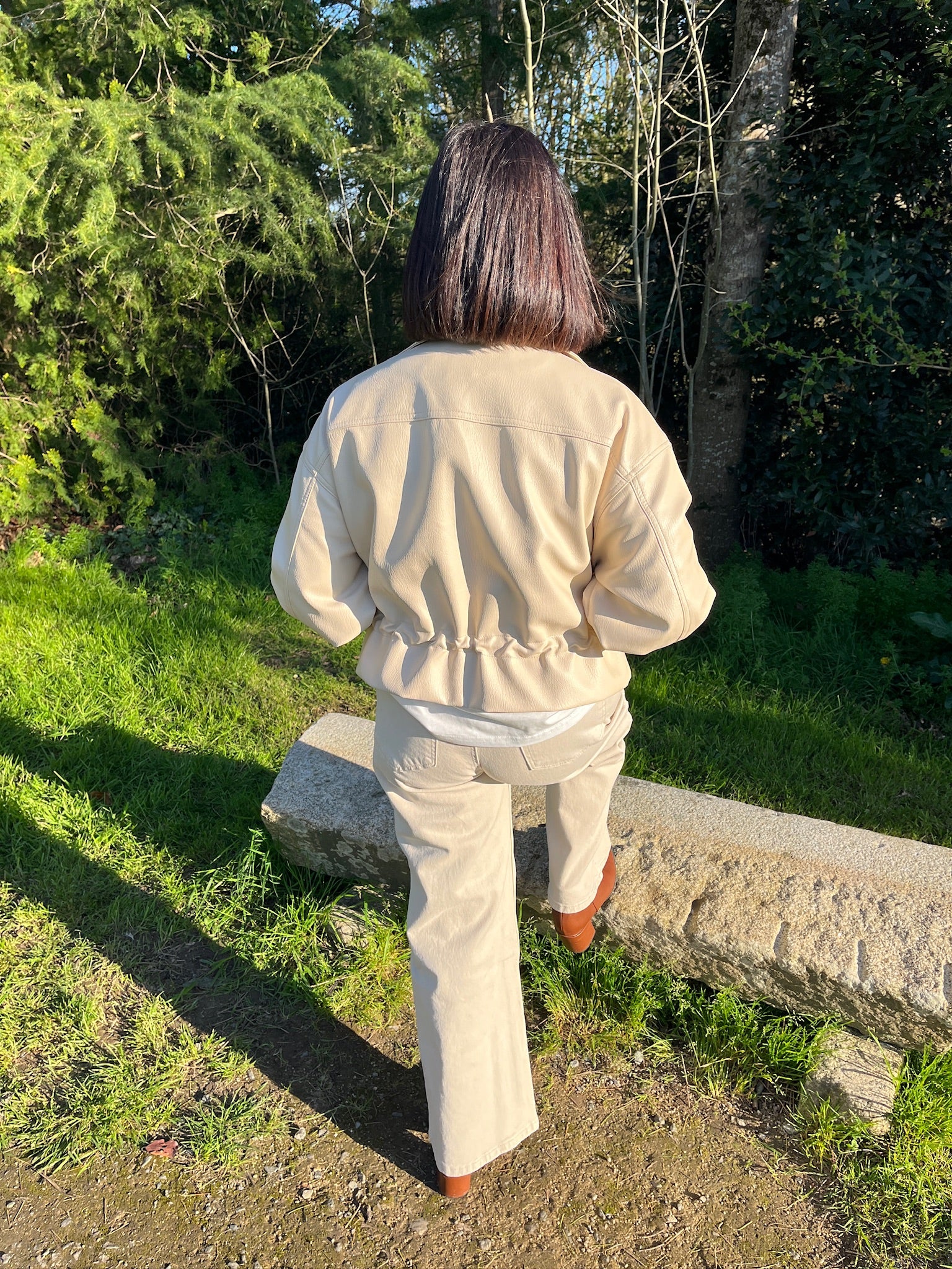 Veste en cuir - Beige