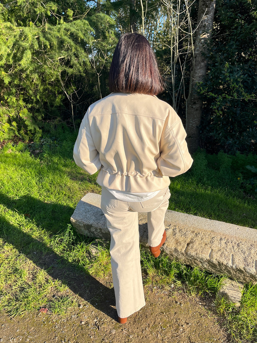 Veste en cuir - Beige