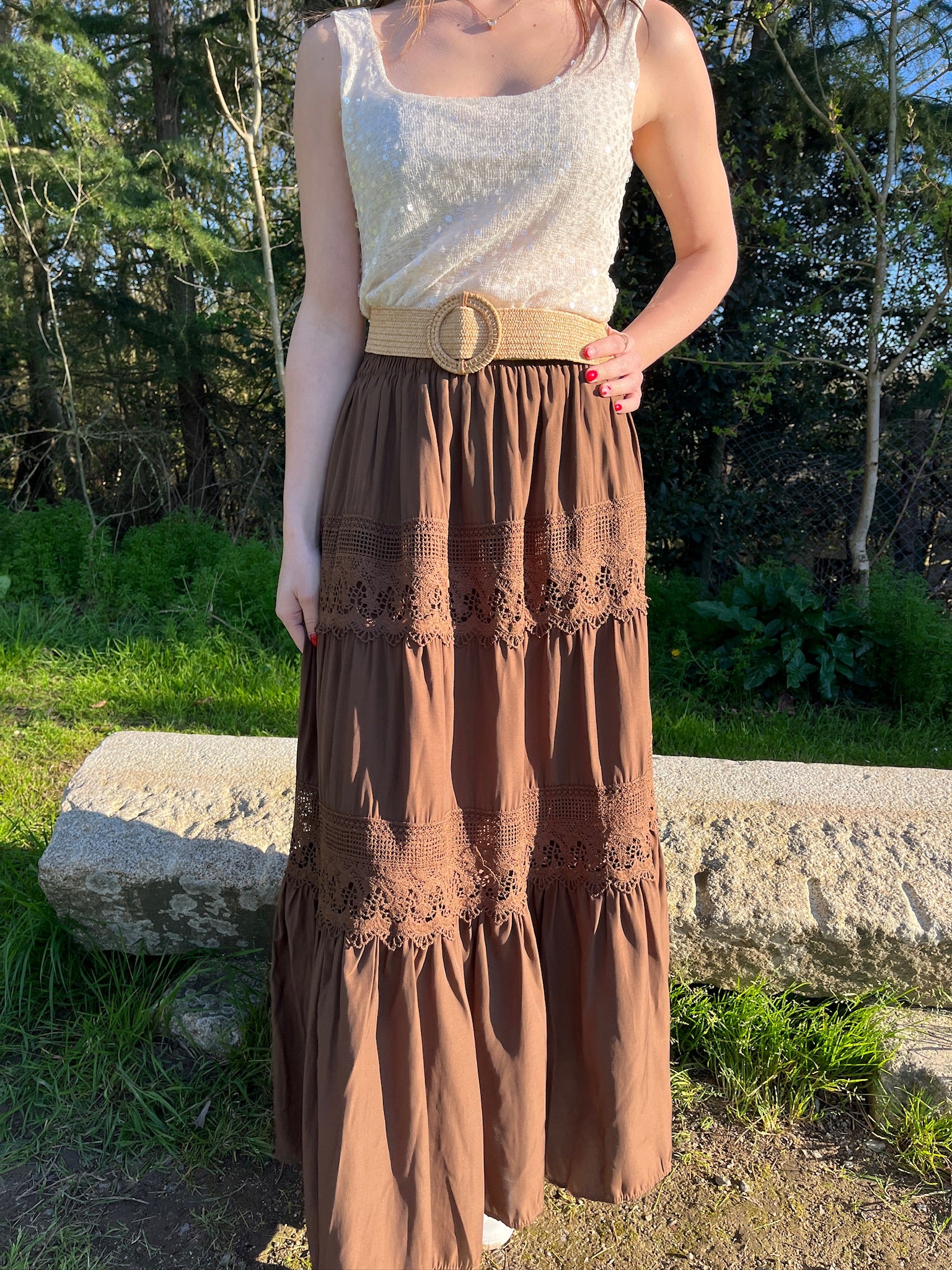 Jupe longue Mira - Marron