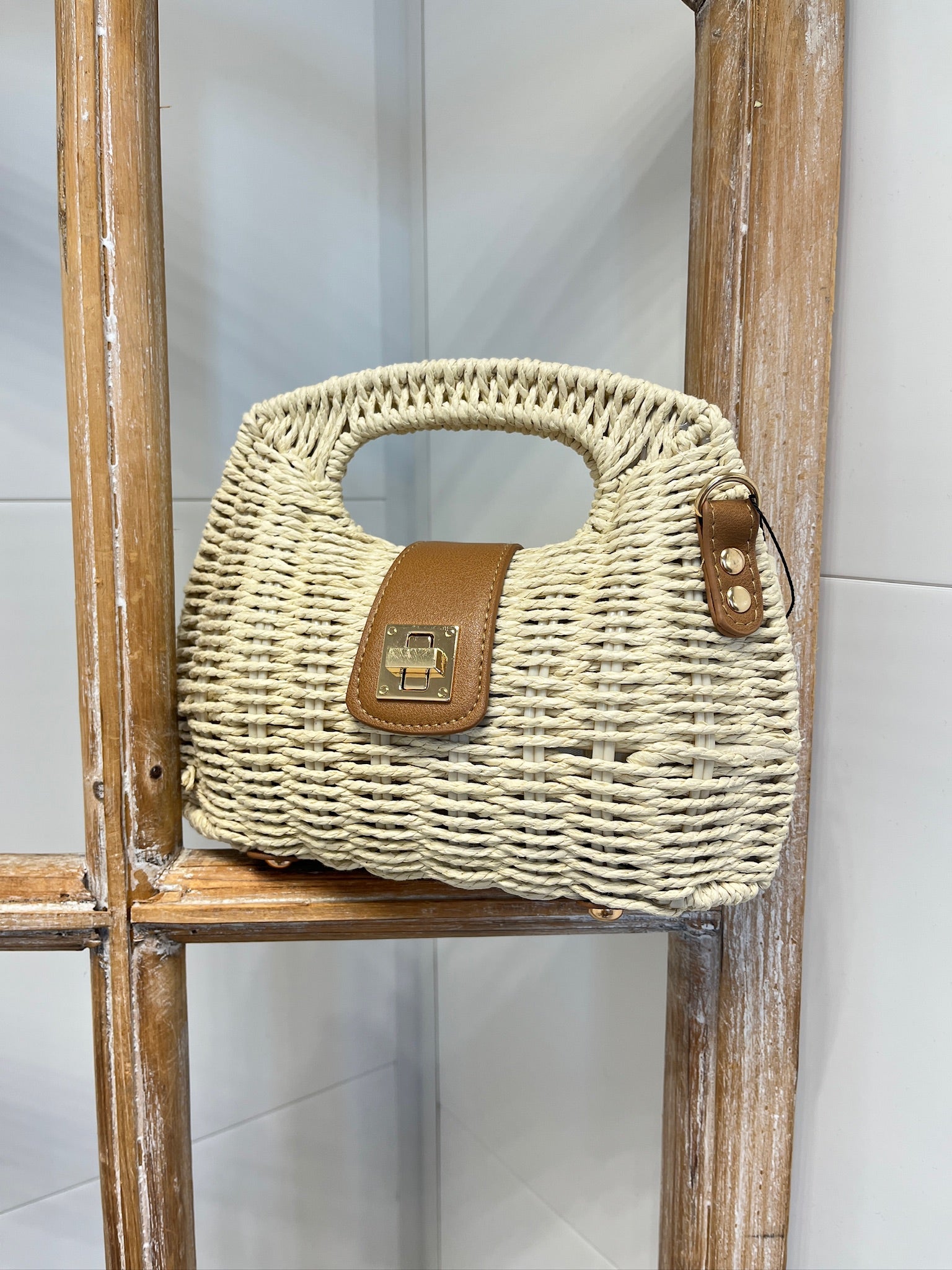 Pochette en paille - Crème