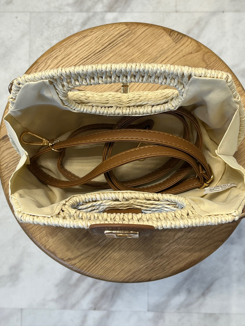 Pochette en paille - Crème