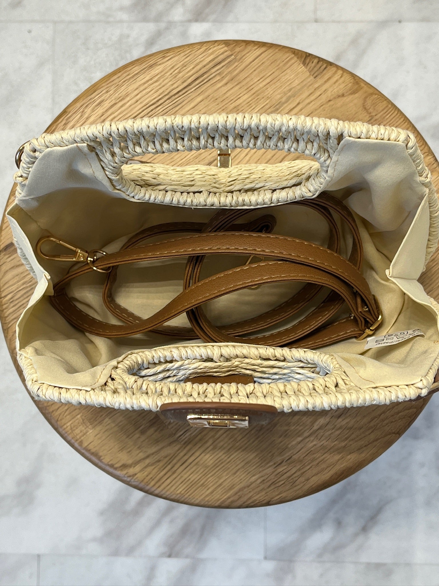 Pochette en paille - Crème