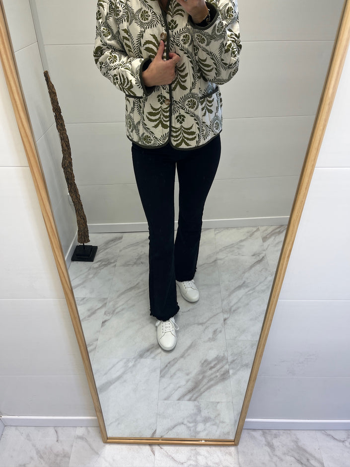 Pantalon noir flare à franges