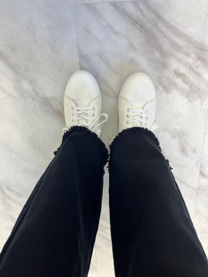 Pantalon noir flare à franges