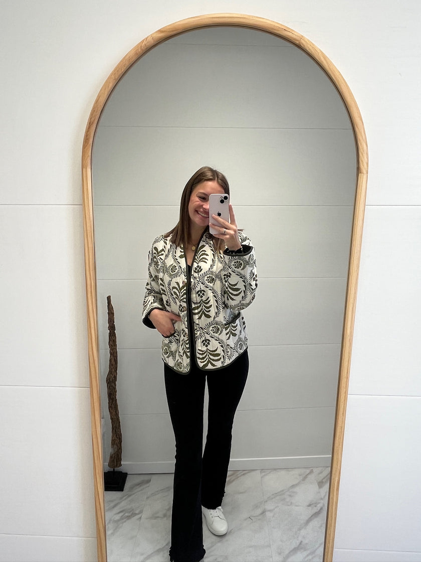 Veste Écru à broderie Kaki