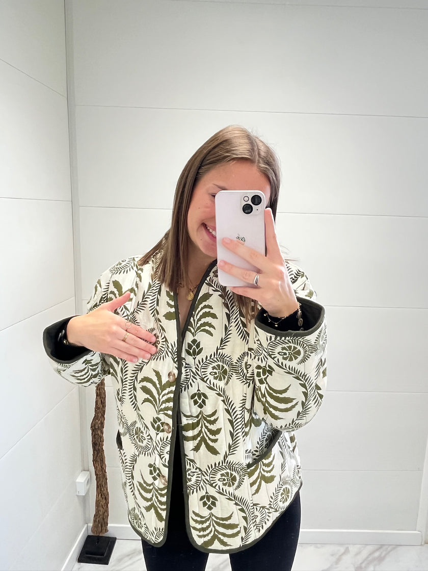 Veste Écru à broderie Kaki