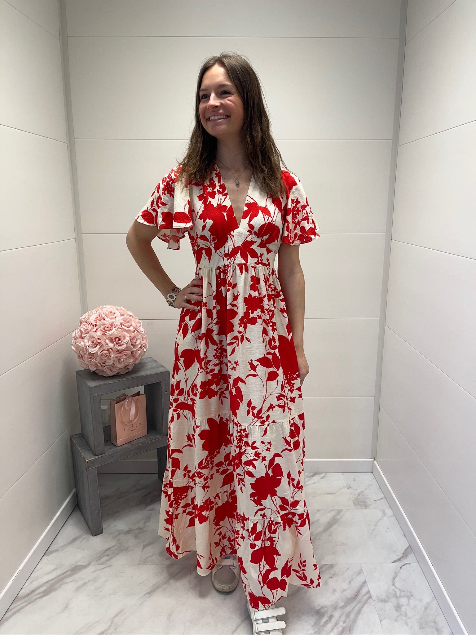 Robe longue Margot - Rouge et Blanche