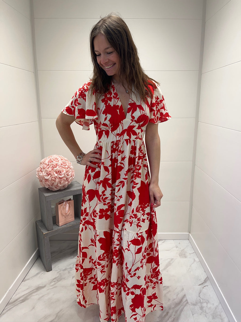 Robe longue Margot - Rouge et Blanche