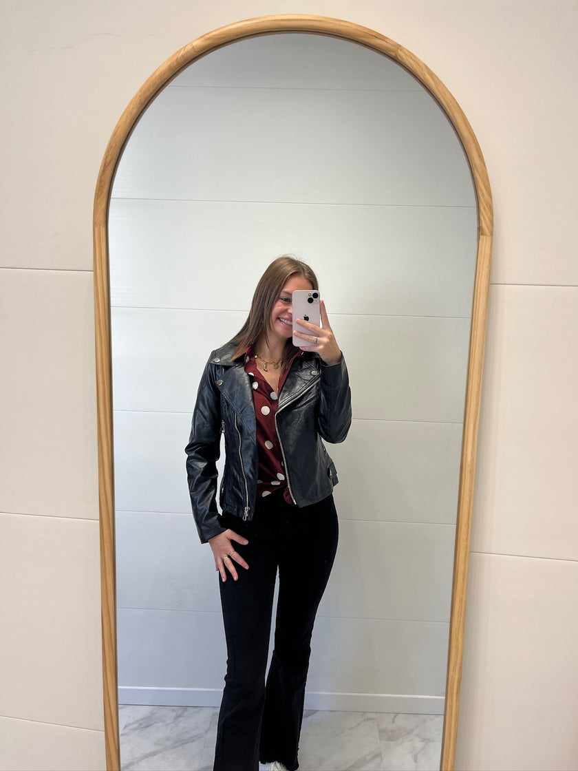 Veste en cuir Noir