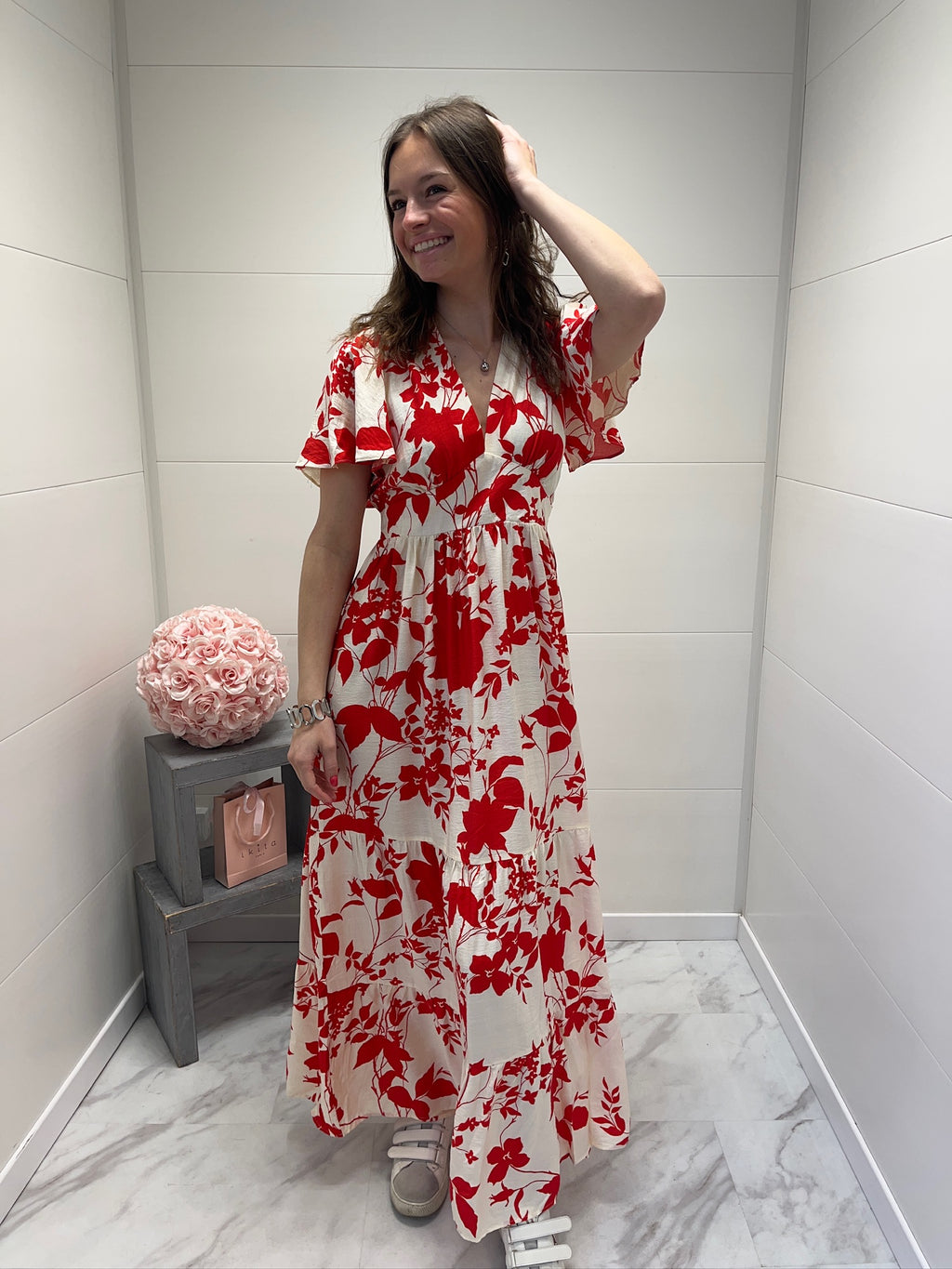 Robe longue Margot - Rouge et Blanche