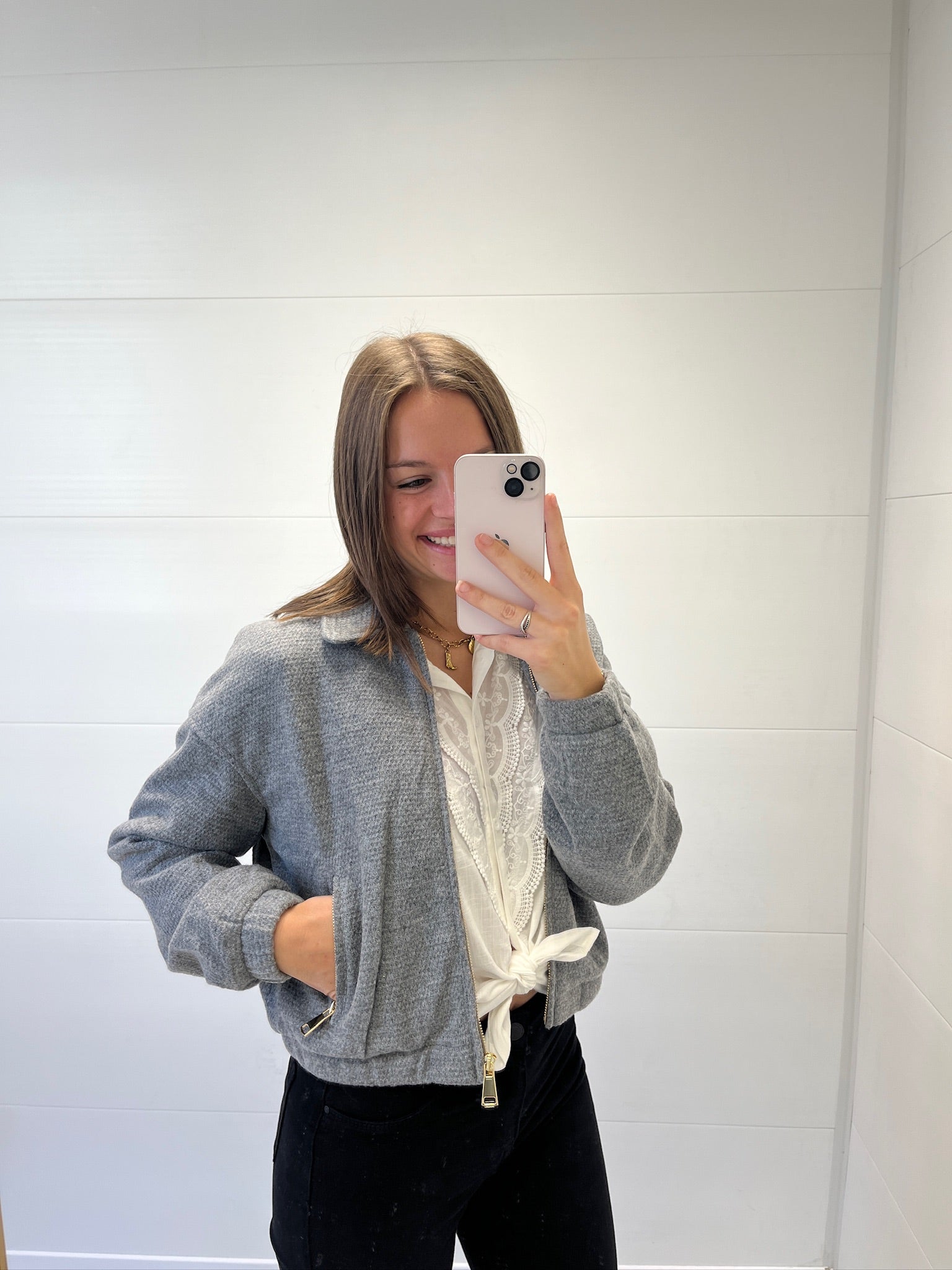Manteau court gris