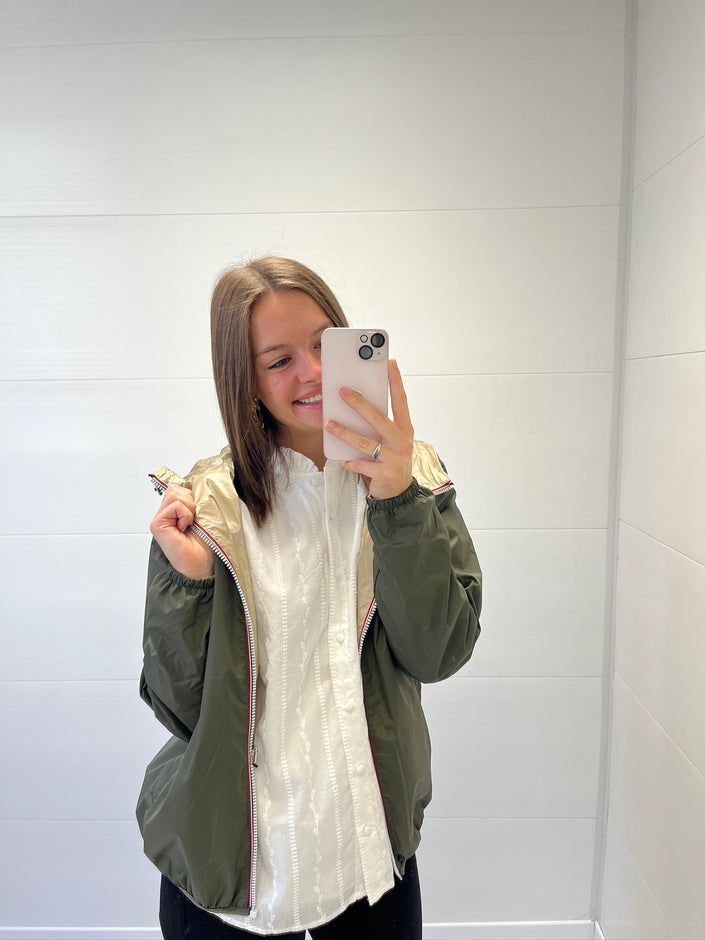 Imperméable réversible court