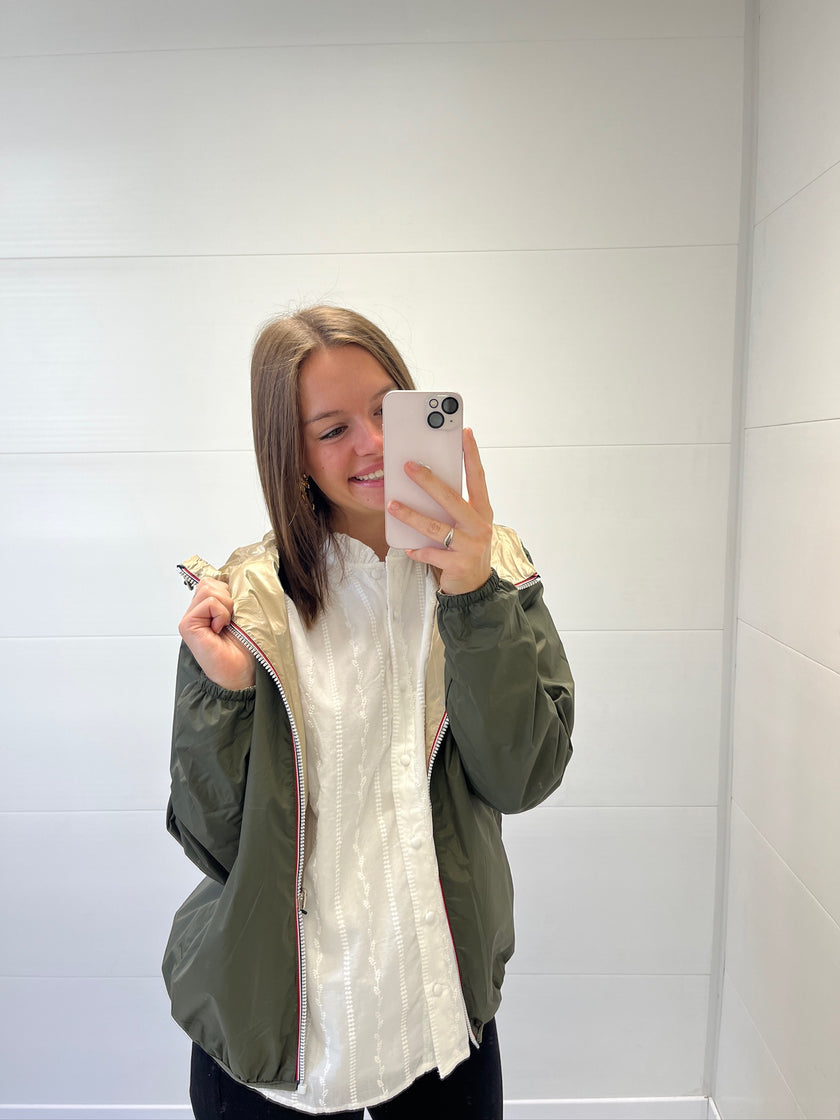 Imperméable réversible court