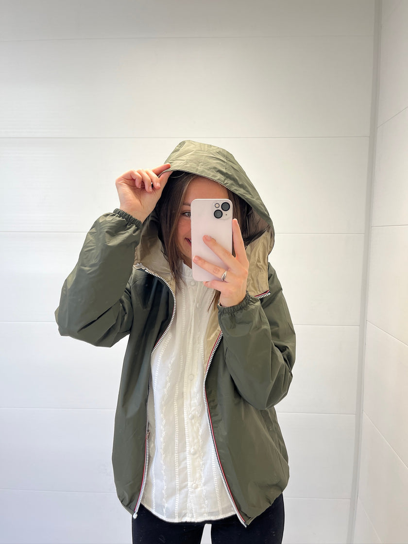 Imperméable réversible court