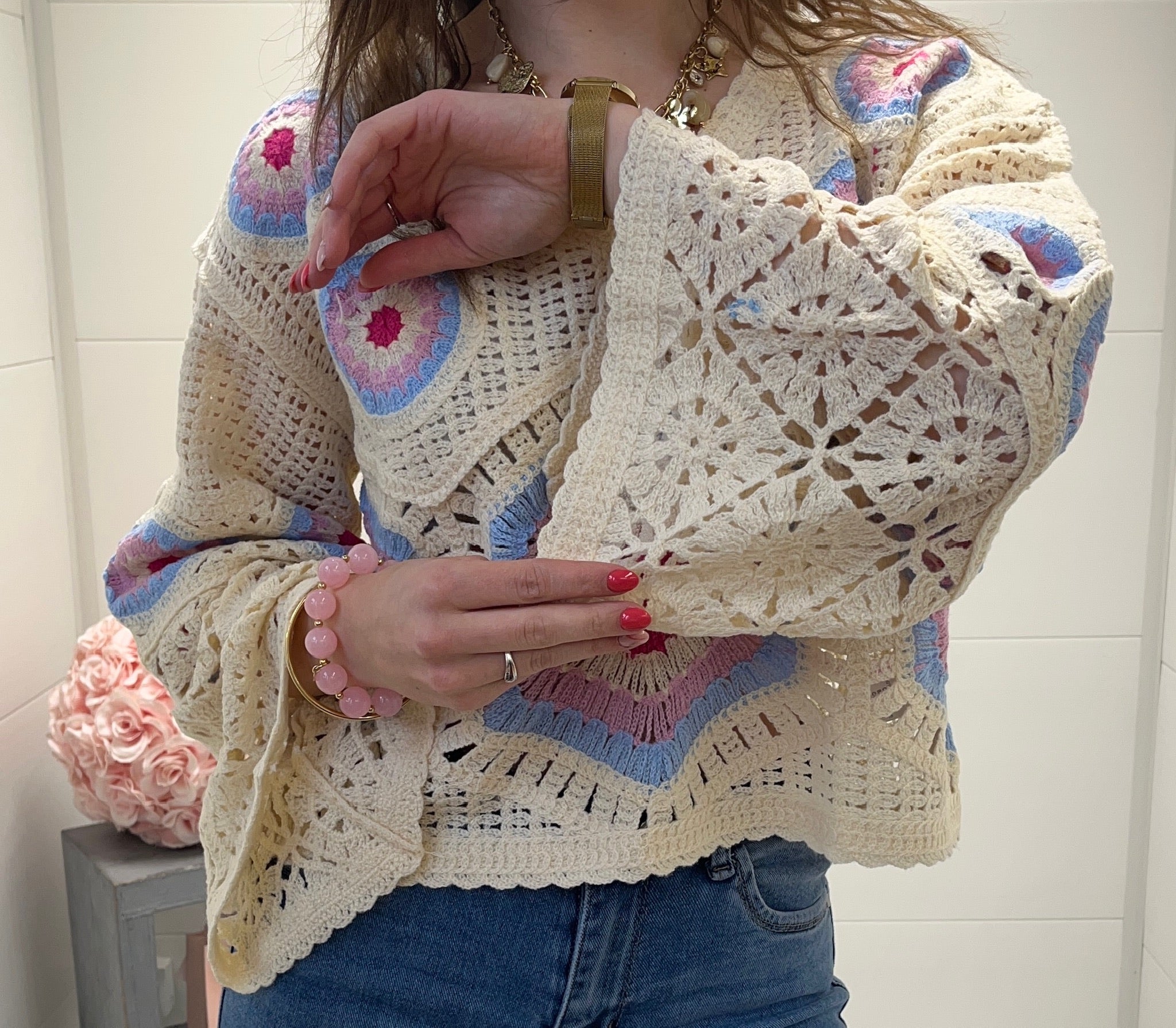 Pull crochet à manches larges