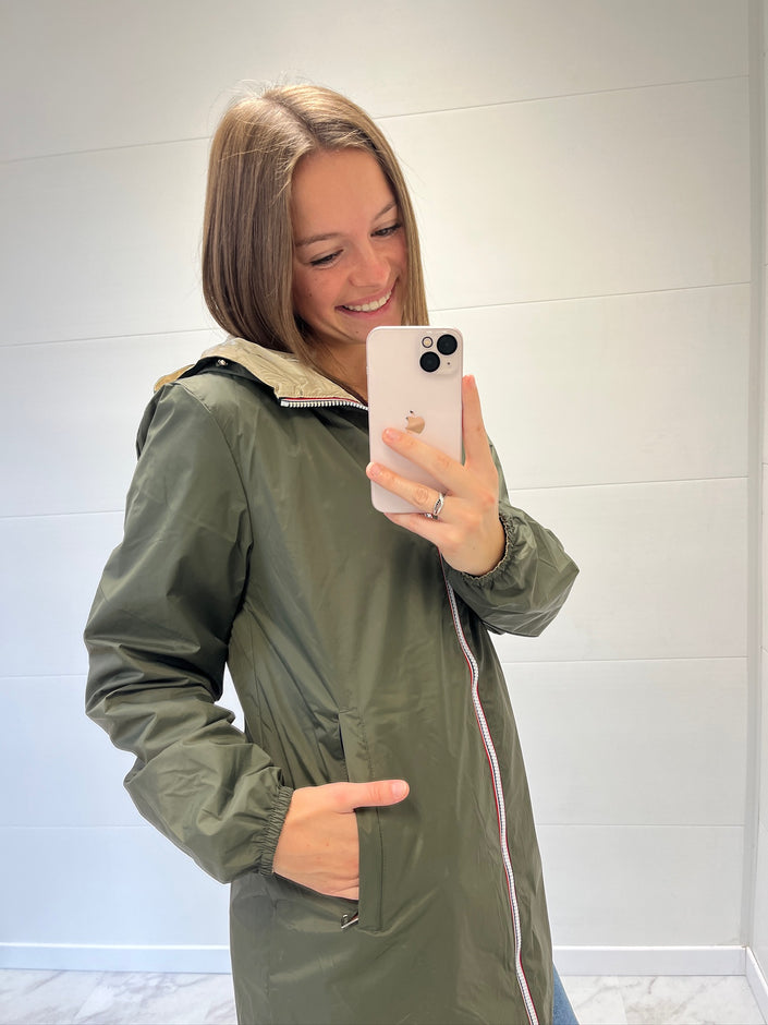 Imperméable réversible long