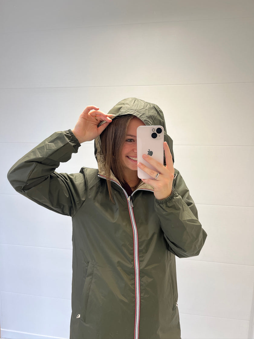 Imperméable réversible long