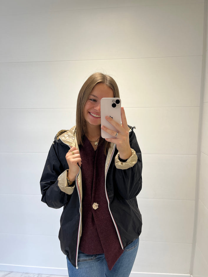 Imperméable réversible court