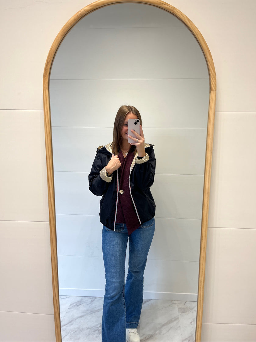 Imperméable réversible court