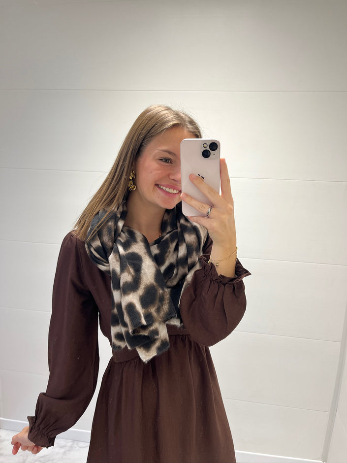 Écharpe Léopard Écru