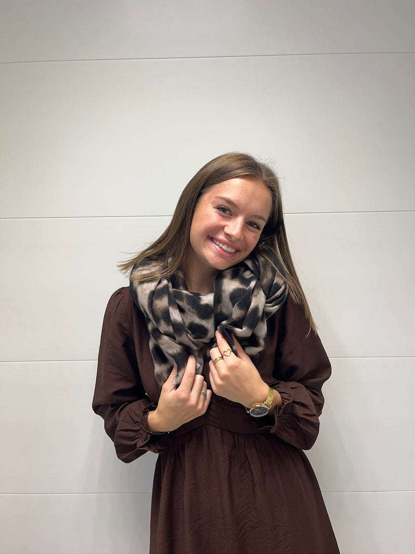 Écharpe Léopard Écru