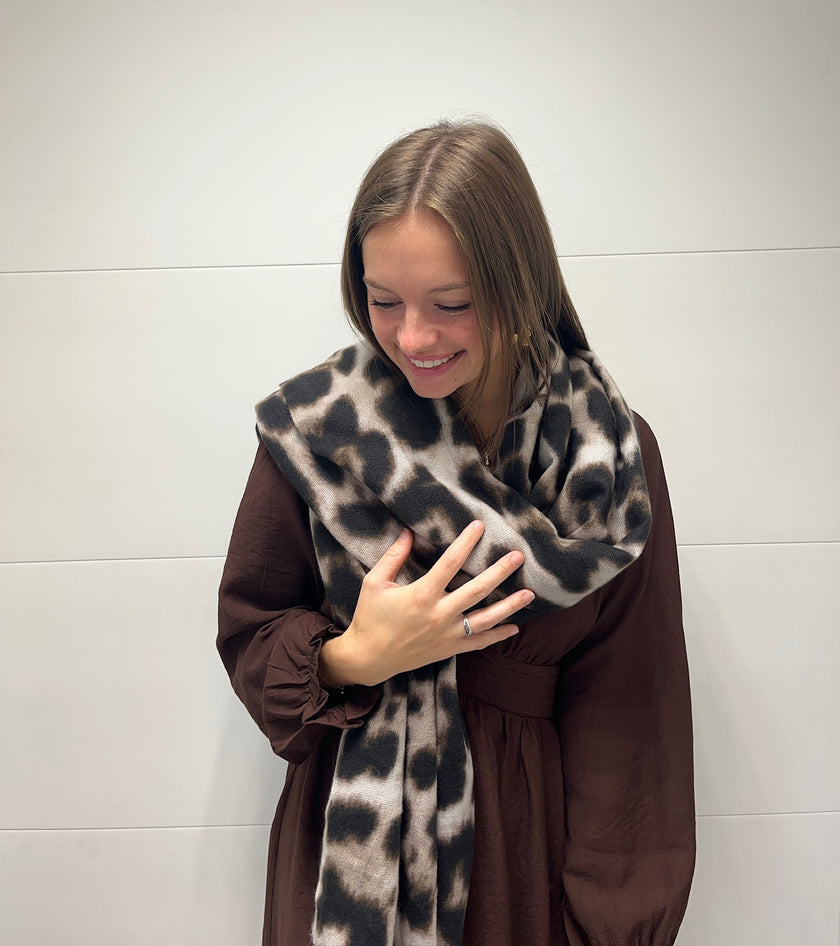Écharpe Léopard Écru