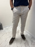 Pantalon Oscar - Écru à rayures