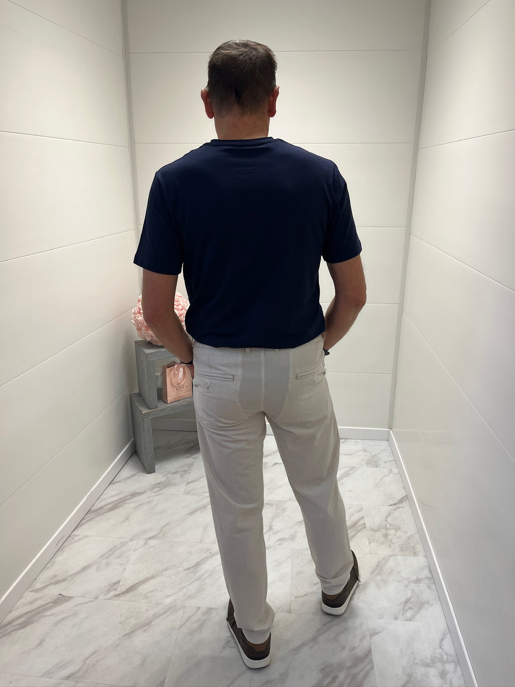 Pantalon Oscar - Écru à rayures