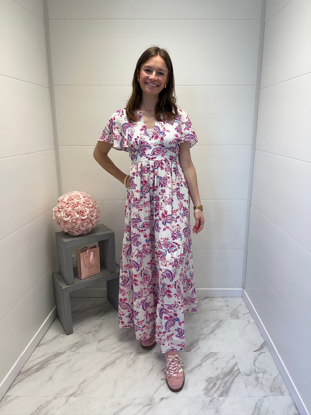 Robe longue Margot - Rose et Bleu