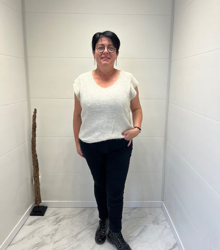 Pull sans manches beige