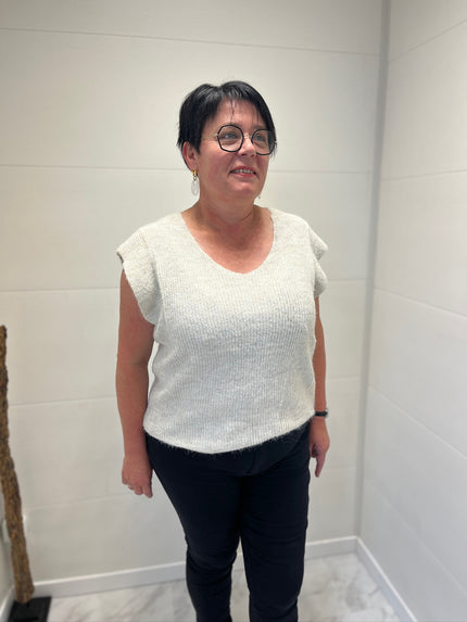 Pull sans manches beige