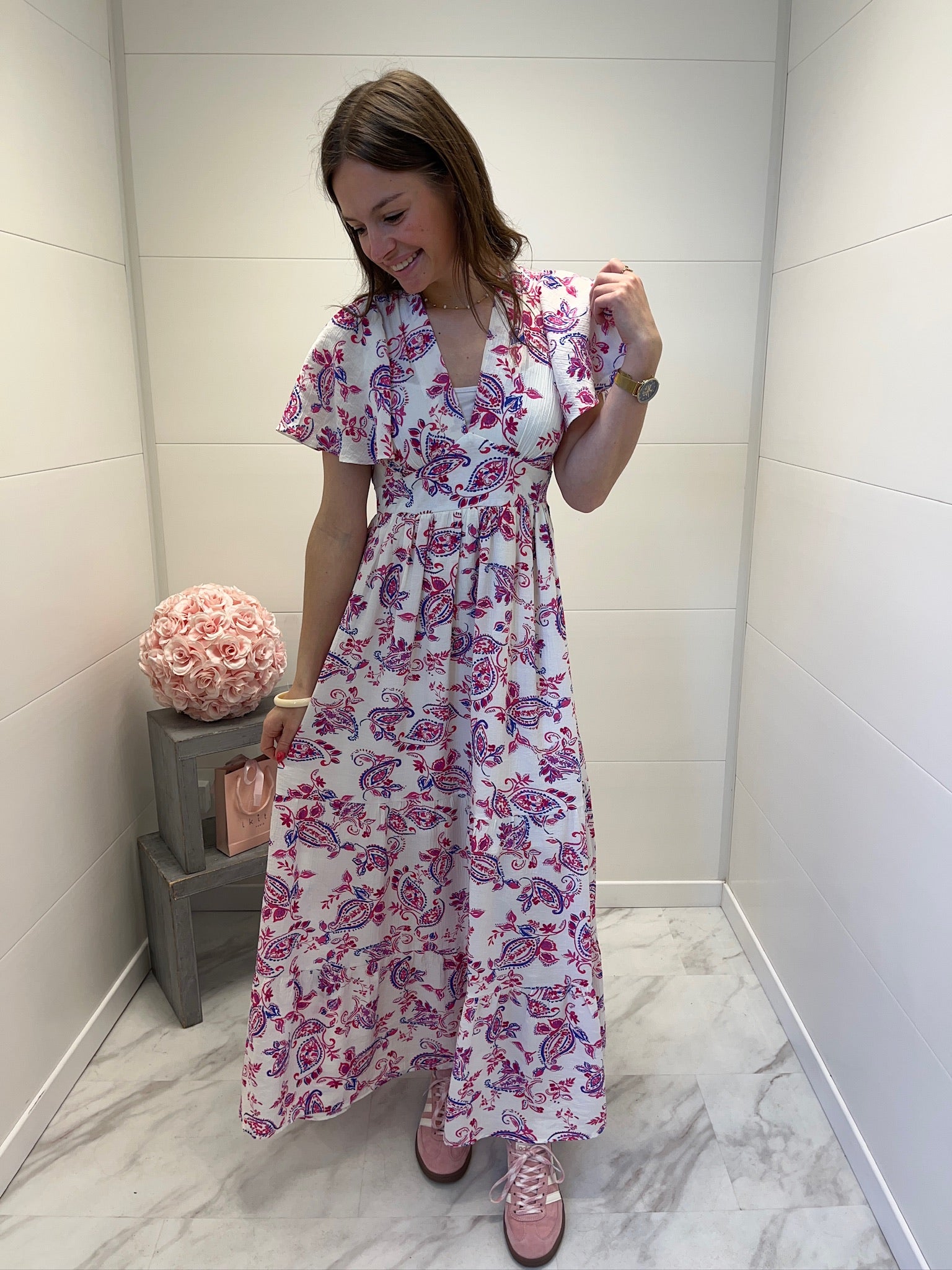 Robe longue Margot - Rose et Bleu