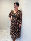 Robe longue fleuri camel
