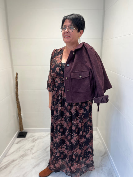 Robe longue fleuri rose