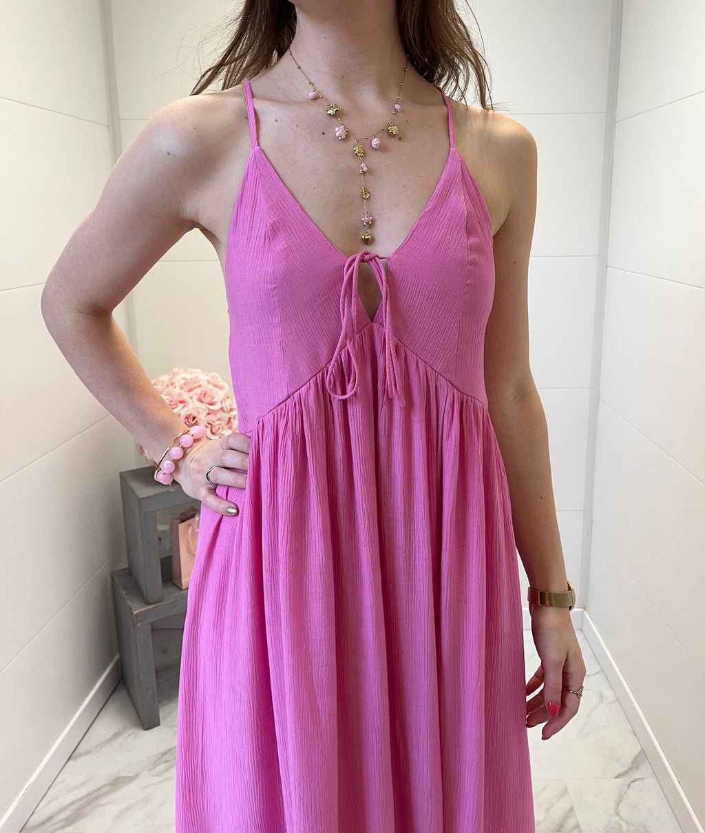 Robe longue Eva - Rose