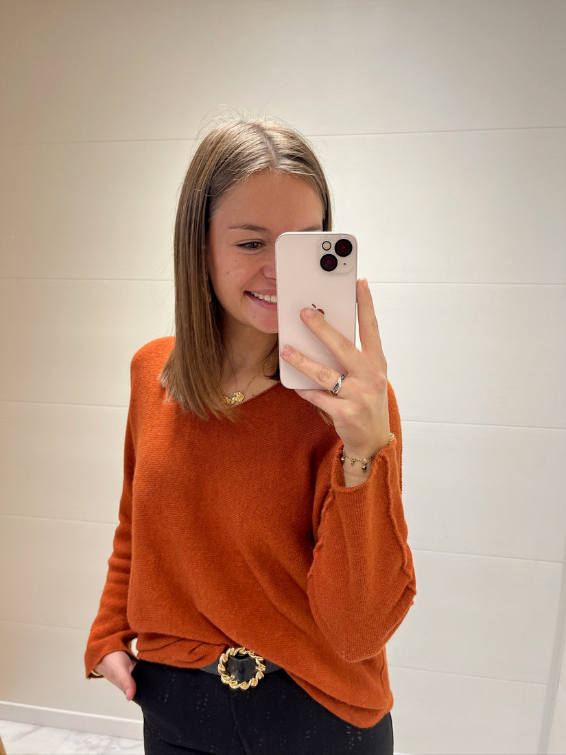 Pull oversize rouille