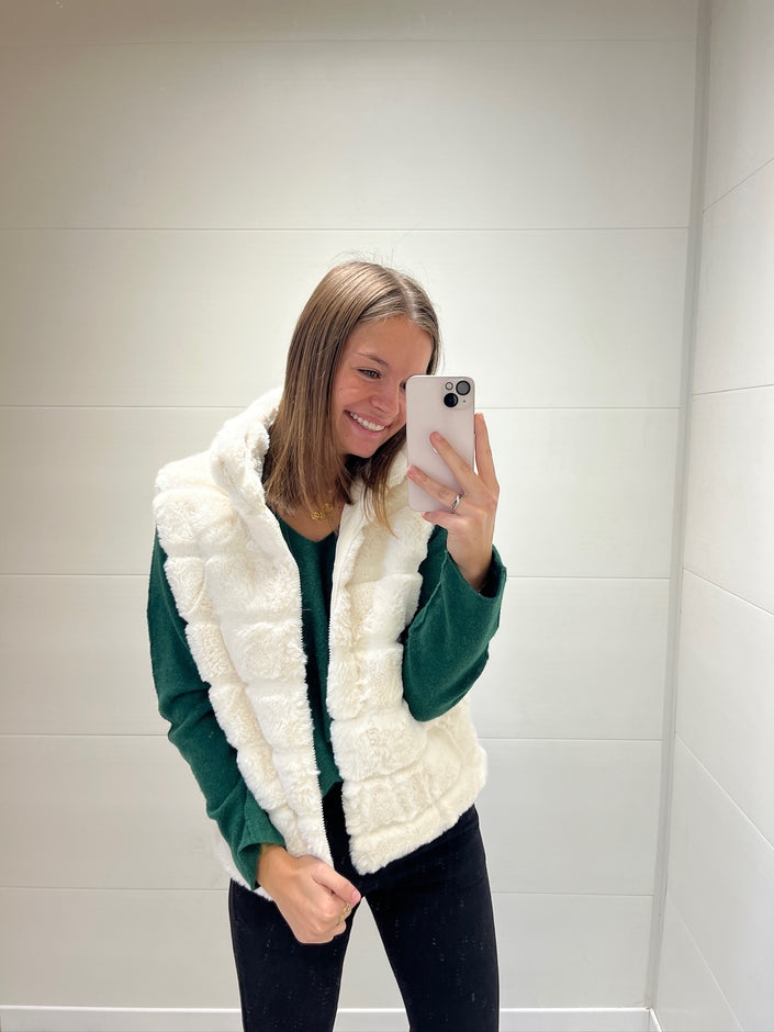 Doudoune sans manches longue blanche