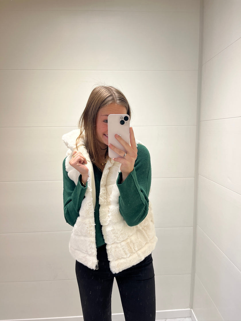 Doudoune sans manches longue blanche