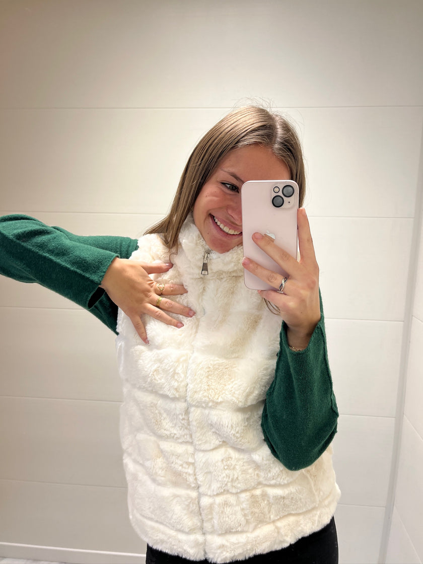 Doudoune sans manches longue blanche