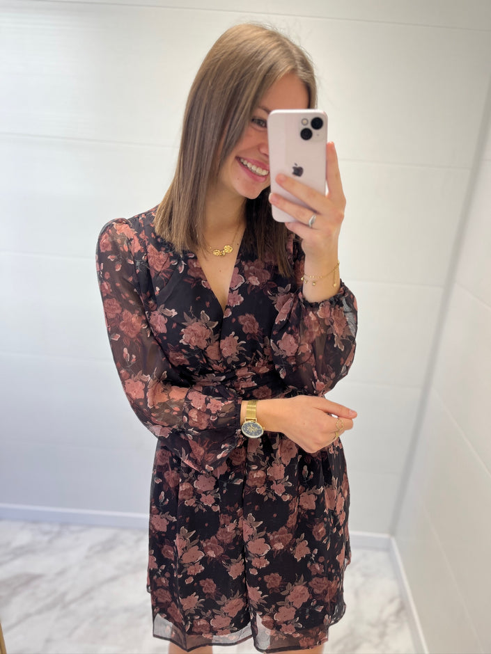 Robe courte fleurie rose