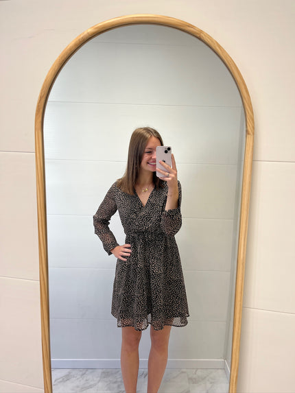 Robe courte noire à motif Camel