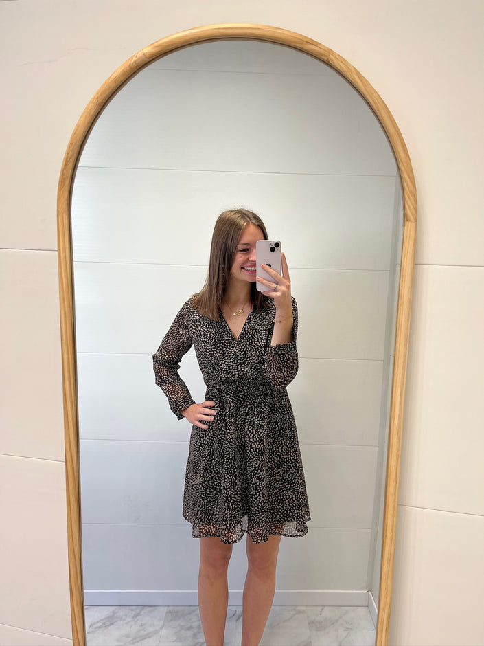 Robe courte noire à motif Camel