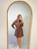 Robe courte Myriam en velours Camel