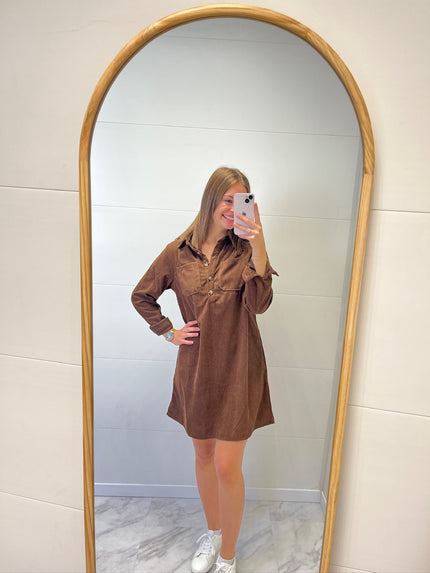 Robe courte Myriam en velours Camel