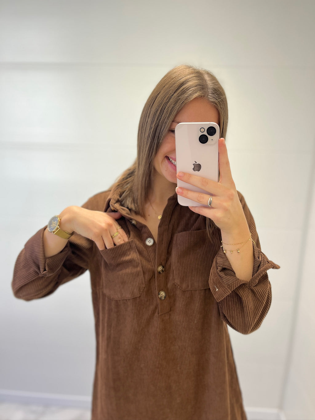 Robe courte Myriam en velours Camel