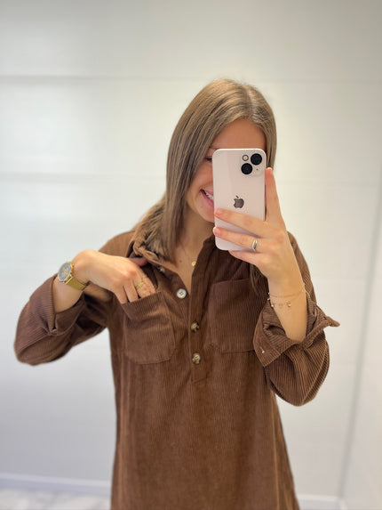 Robe courte Myriam en velours Camel