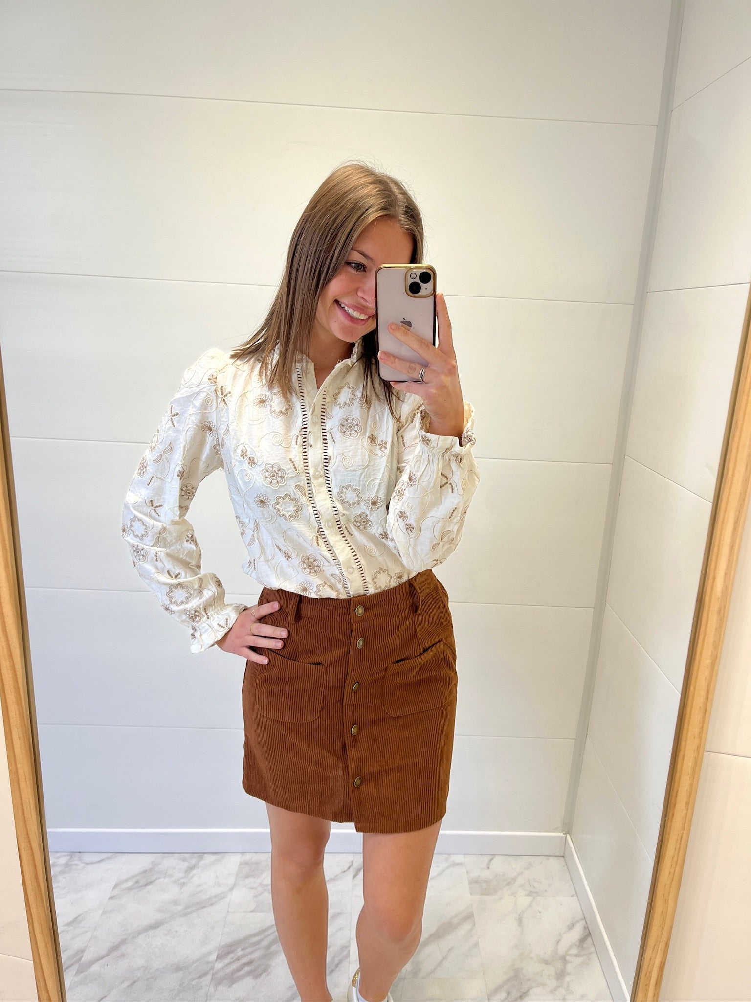 Jupe courte velours Camel