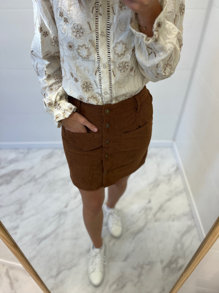 Jupe courte velours Camel