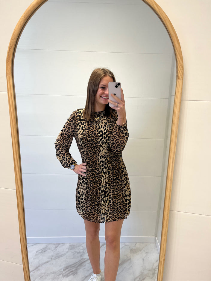 Robe courte droite léopard